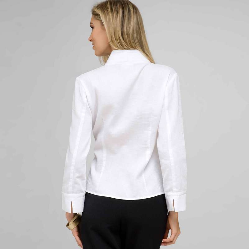 Drape Neck Blouse, White, large image number 1