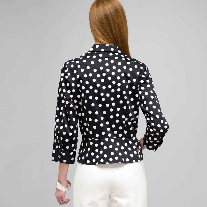 Dot Tie Front Blouse, Black & White, large image number 1